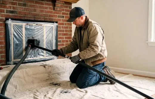 Drop cloths protecting a Northglenn living room during a sweep